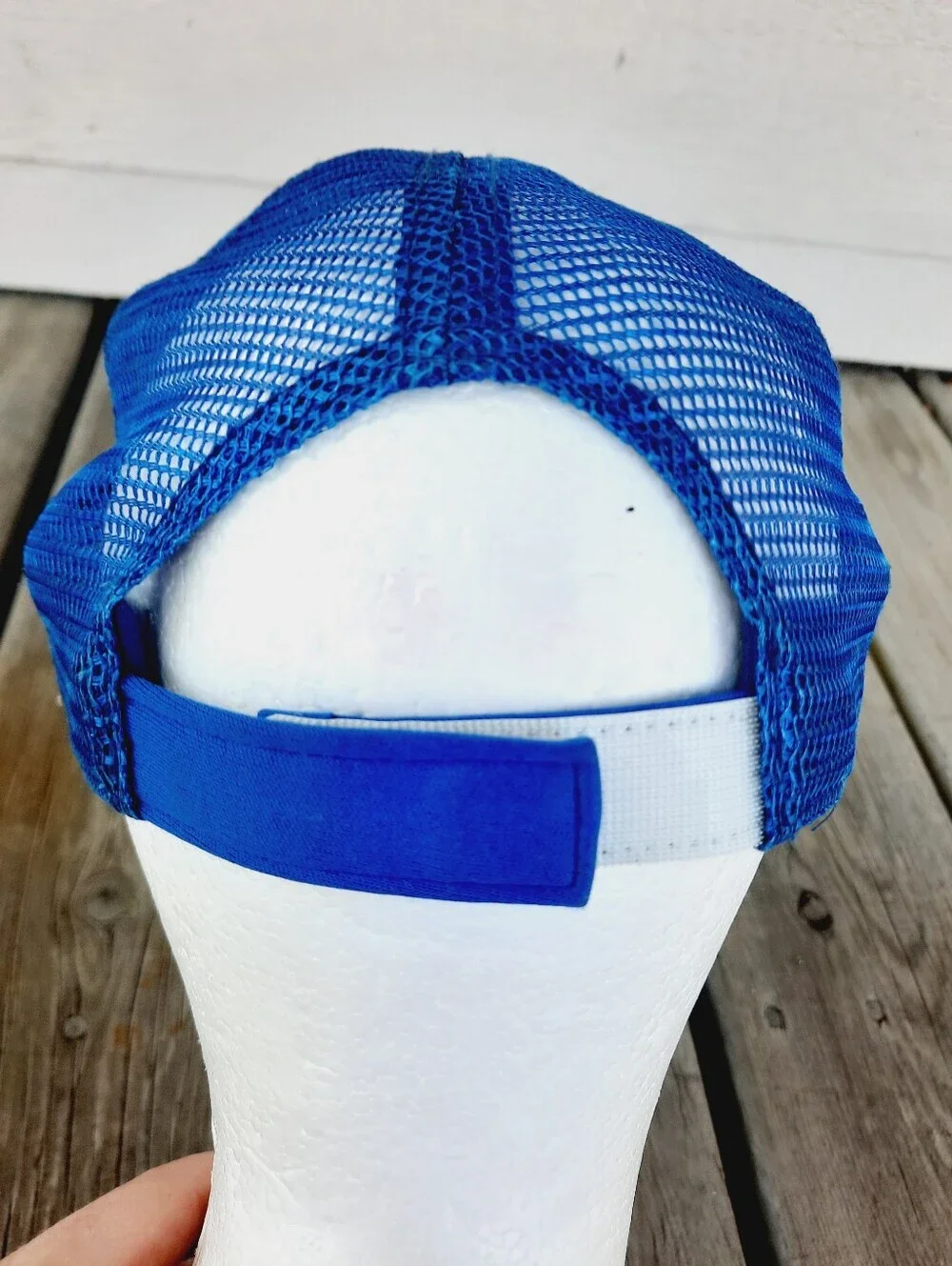 The North Face Blue Bear Patch Mesh Back Adjustable Trucker Hat Infant Size
